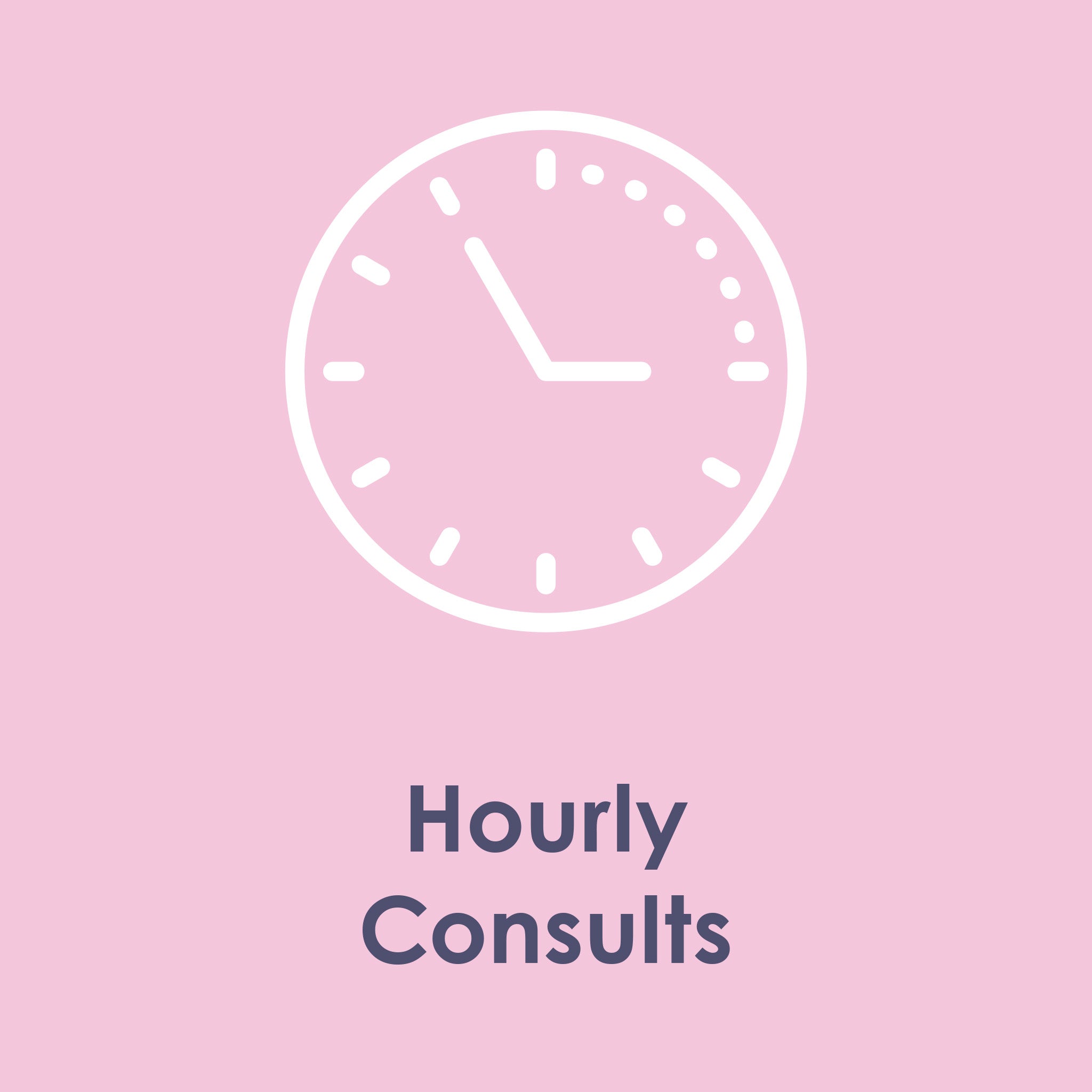 Hourly Consults with an Icon of a clock